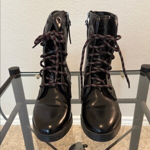 Sam & Libby Sleek Black Combat Boots with Lace up and Zipper Sz 7